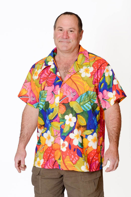 Feak Shirt for Men Tropical Summer Flowers Print